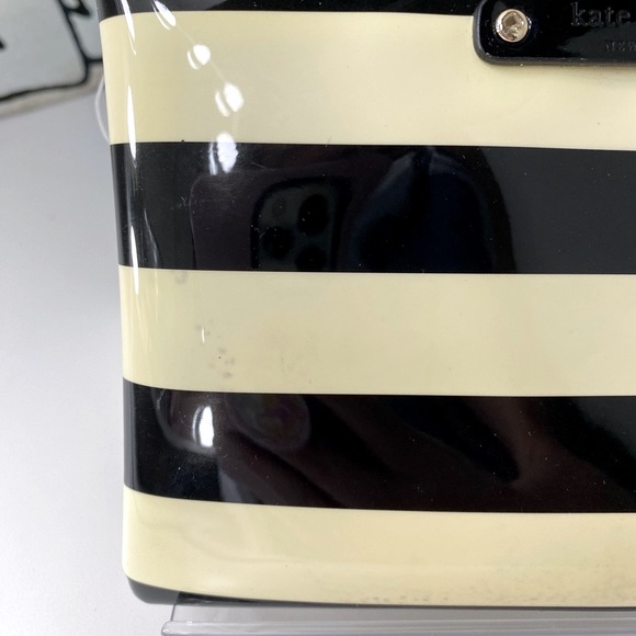 NWT Kate Spade black striped pouch